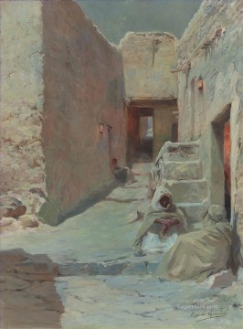 ユージーン・ジラルデ Painting - 北アフリカの月明かりに照らされた街路 ユージン・ジラルデ オリエンタリスト